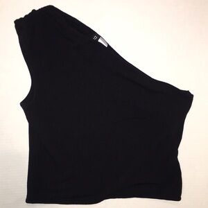 Divided H&M One Shoulder Top | Black Asymetrical Blouse | Size S